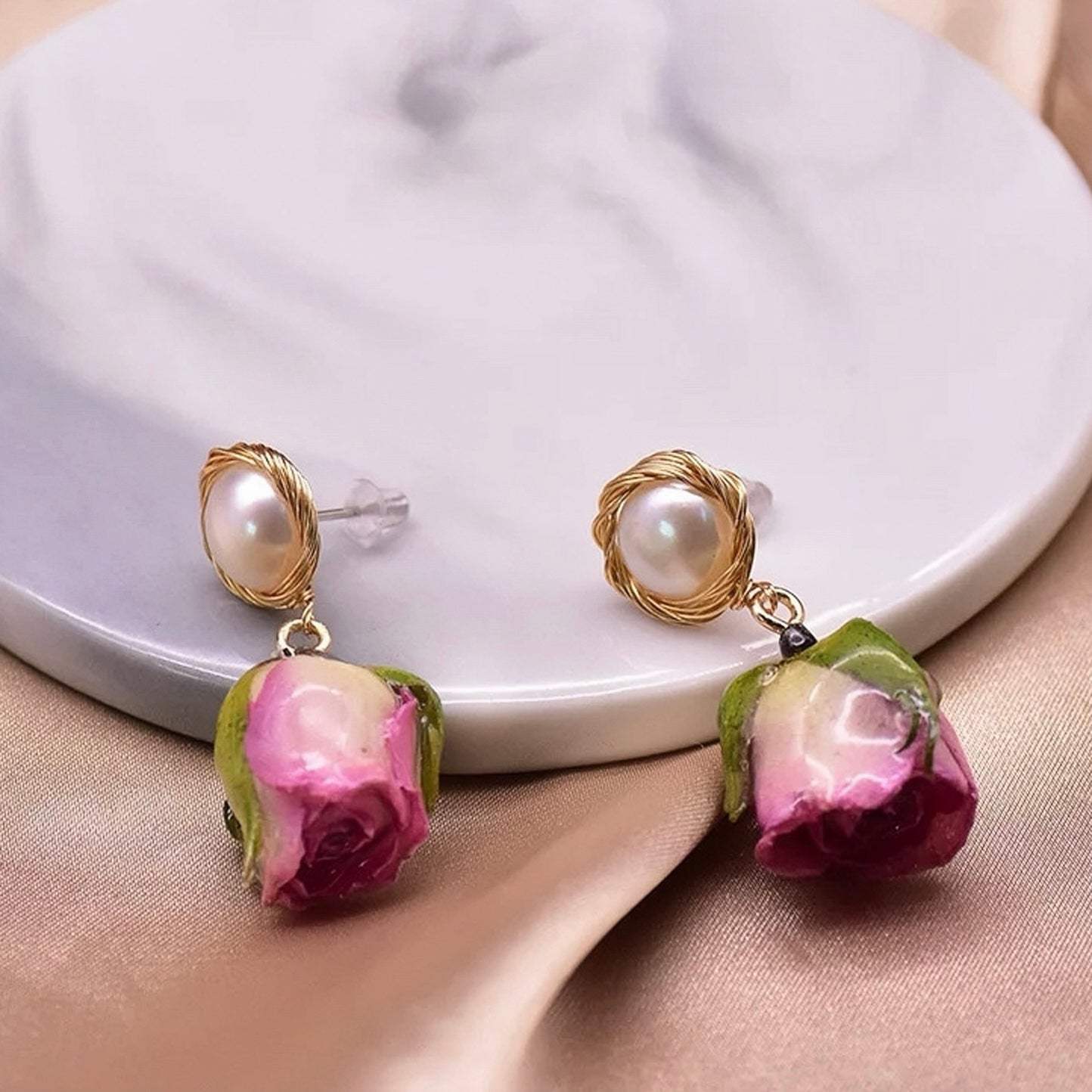 Real Rose Earrings